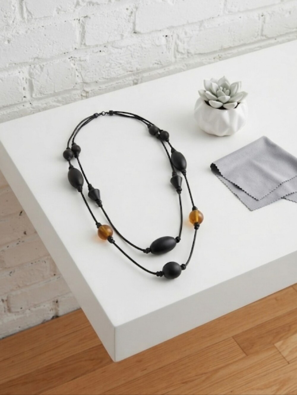 Handcrafted Multi-Strand Natural Amber, Obsidian, And Artisian GLASS necklace